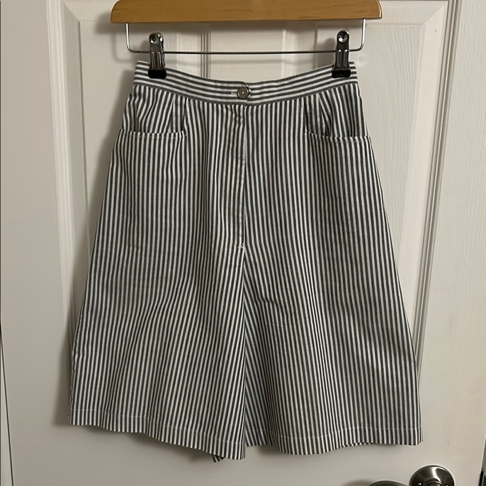 Striped Grey and White Long Shorts
